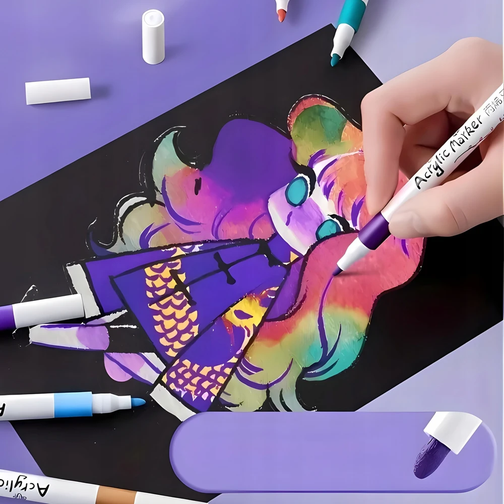 Moncouleur MARKERY AKRYLOWE Rinkinys 80 SZT Pisaki Flamastry WODOODPORNE Z FARBĄ MAZAKI