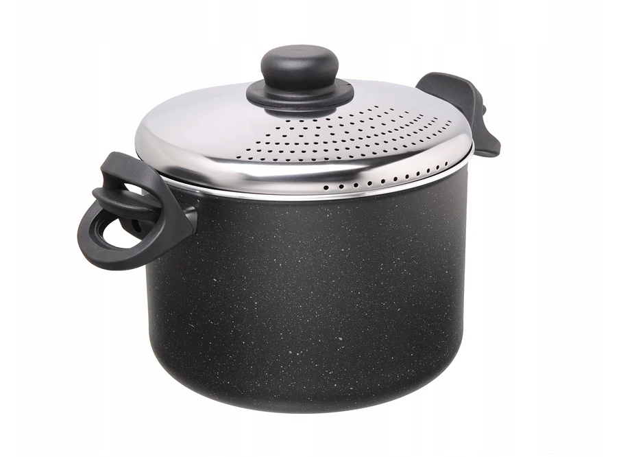 Moneta Etnea makaronų puodas 22 cm su dangteliu, aliuminis, juodas