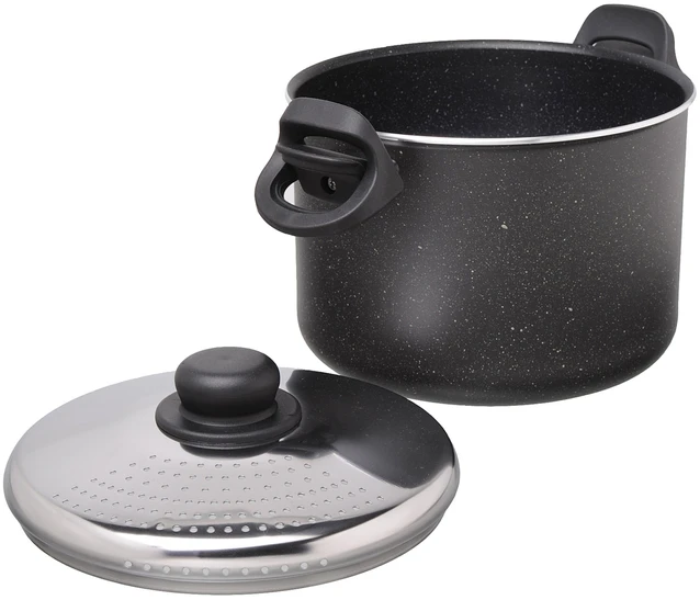 Moneta Etnea makaronų puodas 22 cm su dangteliu, aliuminis, juodas