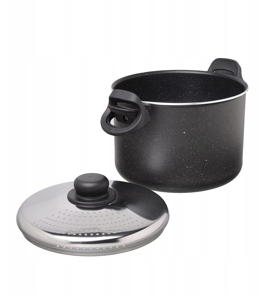 Moneta Etnea makaronų puodas 22 cm su dangteliu, aliuminis, juodas