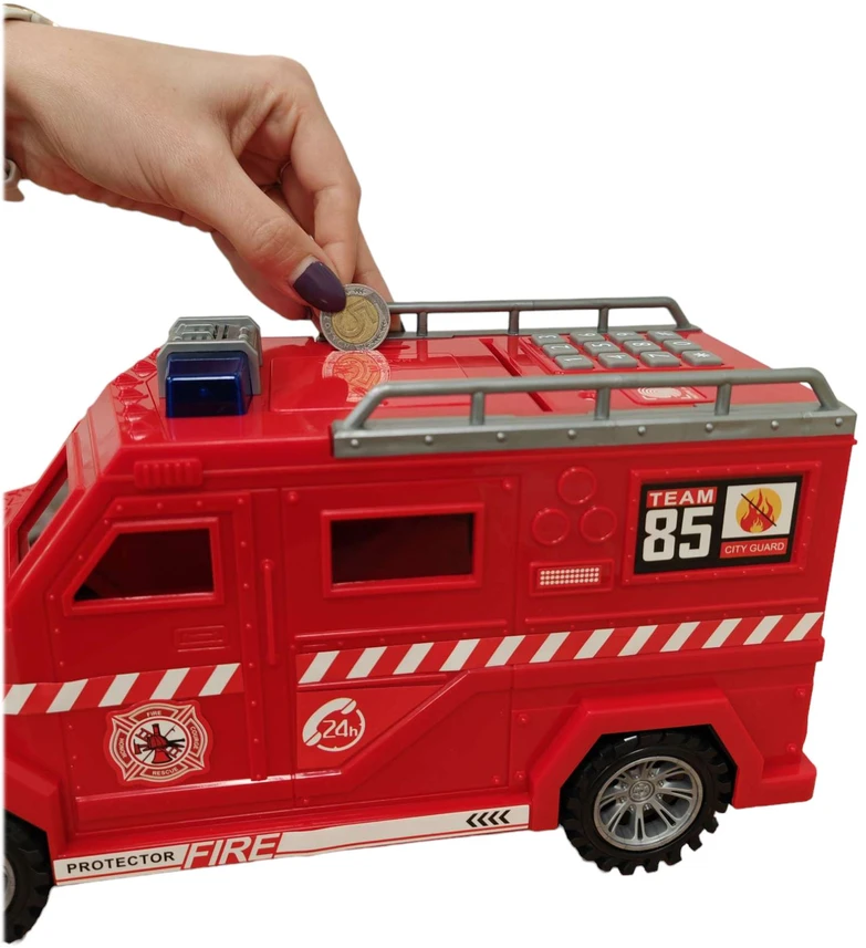 MONETŲ taupyklė SAUGU PIG BANKNOTAI DOVANA AUTOMOBILIŲ FIRE BRAND COIL