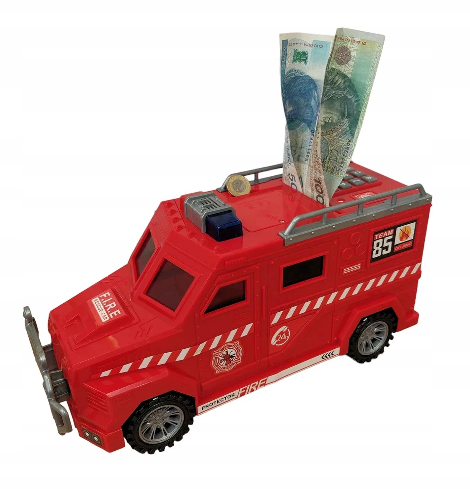 MONETŲ taupyklė SAUGU PIG BANKNOTAI DOVANA AUTOMOBILIŲ FIRE BRAND COIL