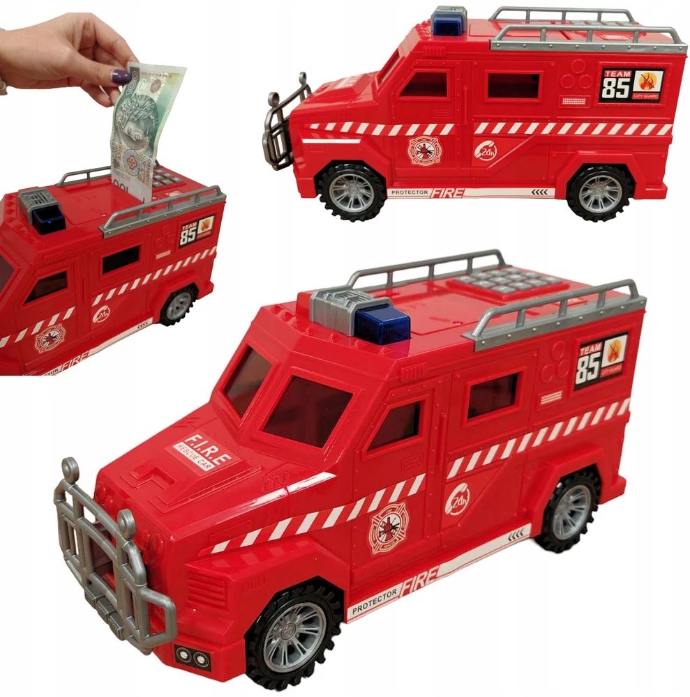 MONETŲ taupyklė SAUGU PIG BANKNOTAI DOVANA AUTOMOBILIŲ FIRE BRAND COIL