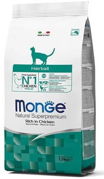 Monge Daily Line Hairball super premium pašaras suaugusioms katėms su vištiena 1,5kg