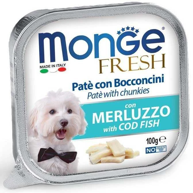 Monge Fresh paštetas šunims su menkės gabalėliais 100g