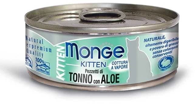 Monge Kitten konservai pašaras kačiukams su tuno gabalėliais ir alaviju 80g