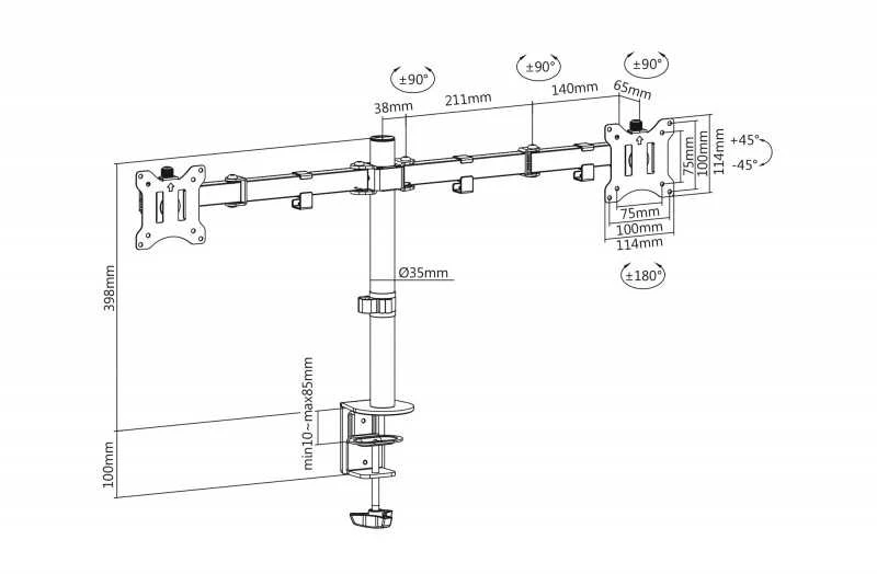 Assmann Electronic Digitus DA-90400 dviejų monitorių laikiklis