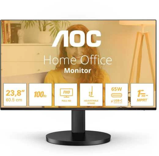 Monitorius AOC 27B3CF2 27 colių 1920x1080 100Hz IPS Flat H/A 110mm 65W USB-C Dock AdaptiveSync USB HUB GARSIAKARIAI Žemas Mėlyna Light USBC HDMI 250cd/m2
