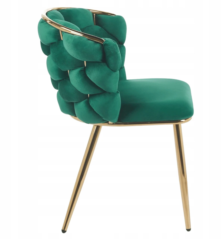Monovo Aksominė kėdė, pintas butelis, žalias chromas, auksinės kojos Velvet PLOTI