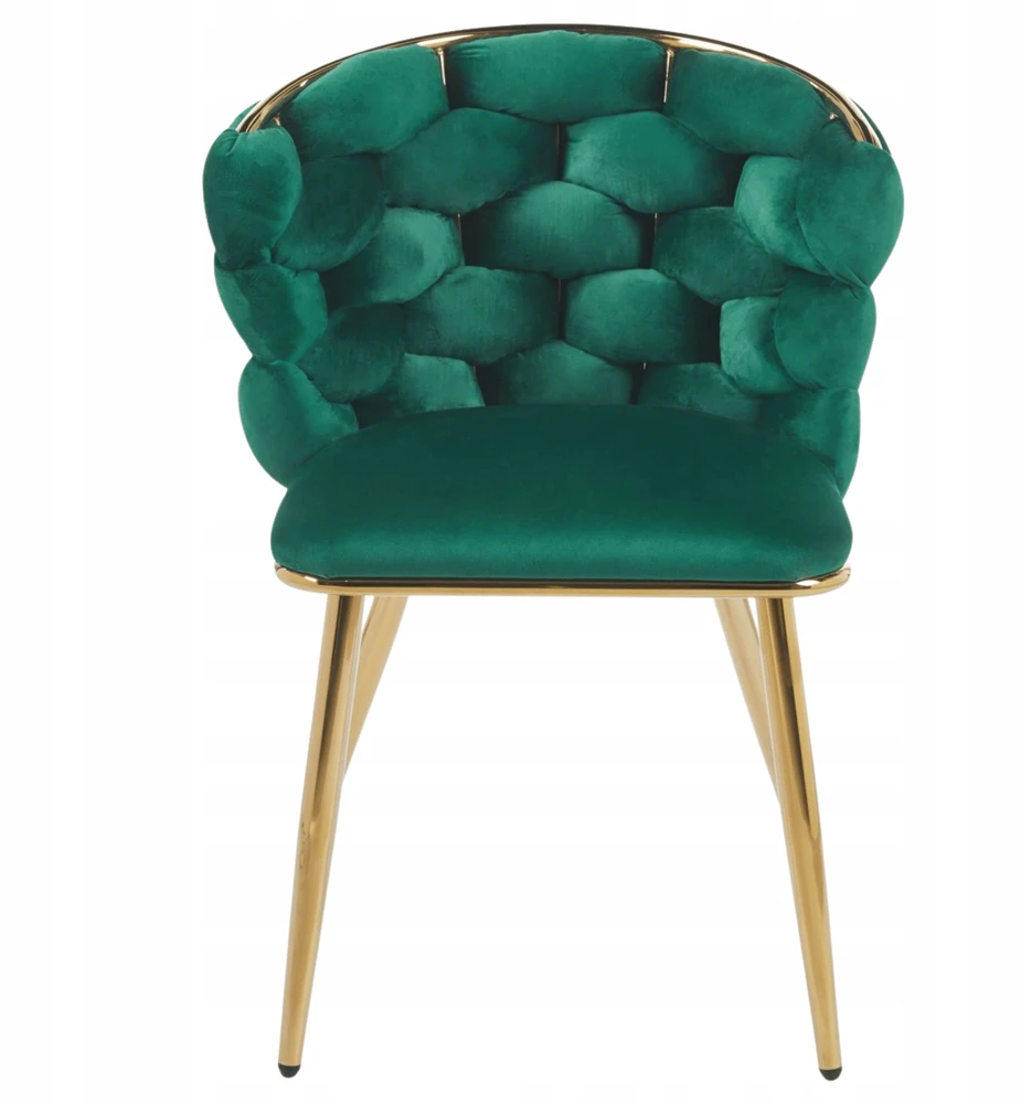 Monovo Aksominė kėdė, pintas butelis, žalias chromas, auksinės kojos Velvet PLOTI