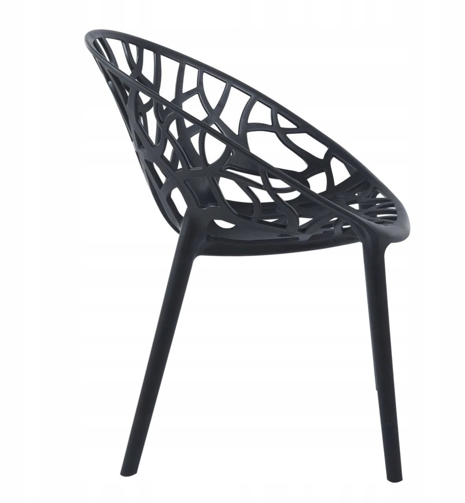Monovo Ažūrinė plastikinė kėdė svetainei Valgomojo Loft Modern Juodas LOMEL