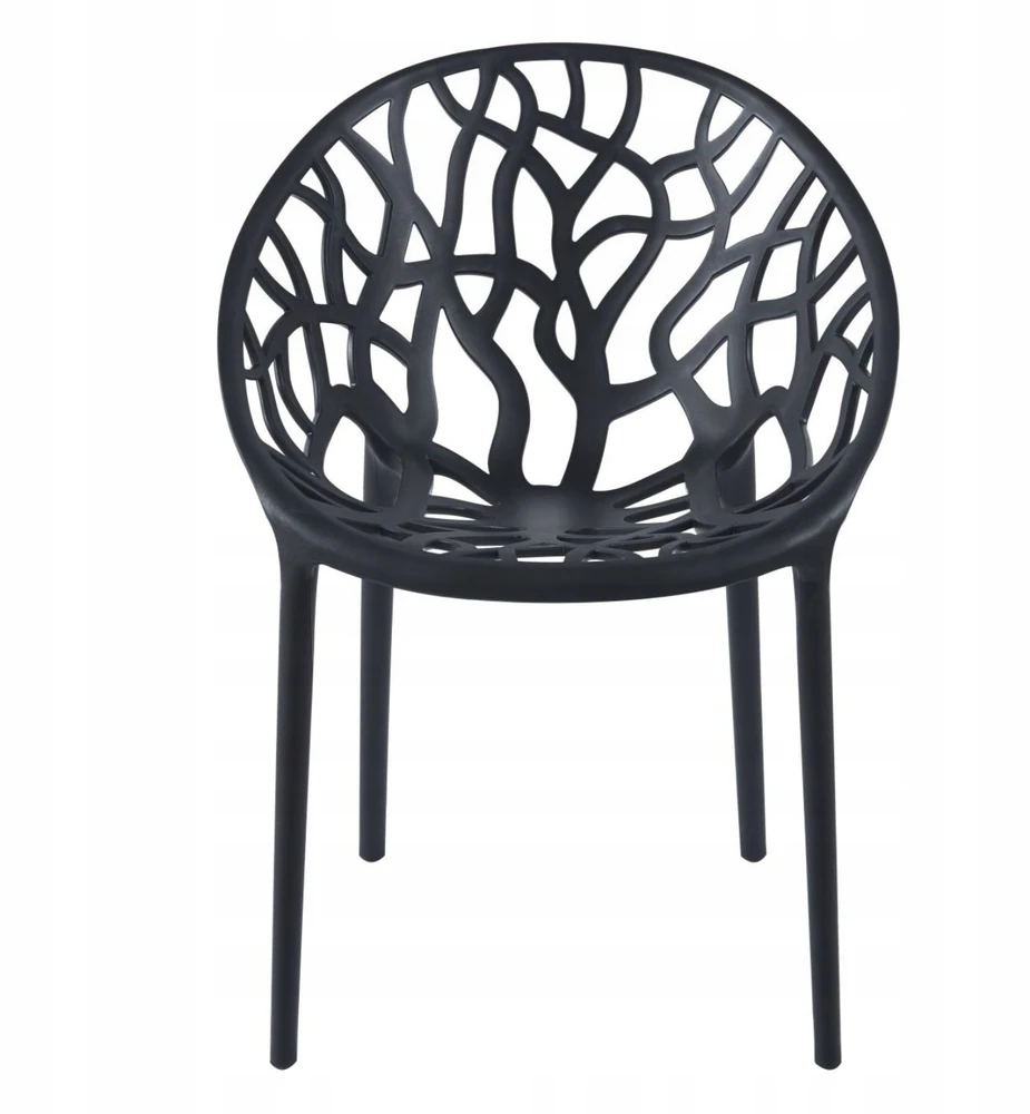 Monovo Ažūrinė plastikinė kėdė svetainei Valgomojo Loft Modern Juodas LOMEL