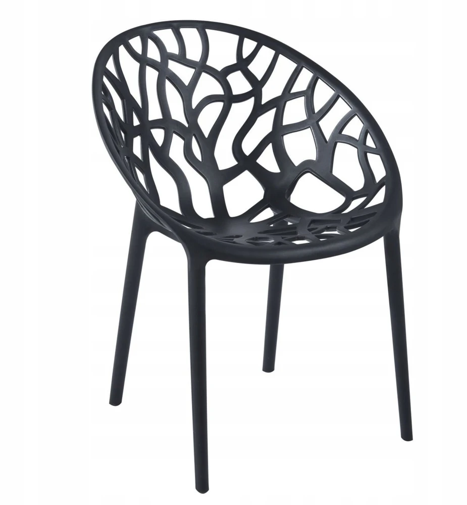 Monovo Ažūrinė plastikinė kėdė svetainei Valgomojo Loft Modern Juodas LOMEL