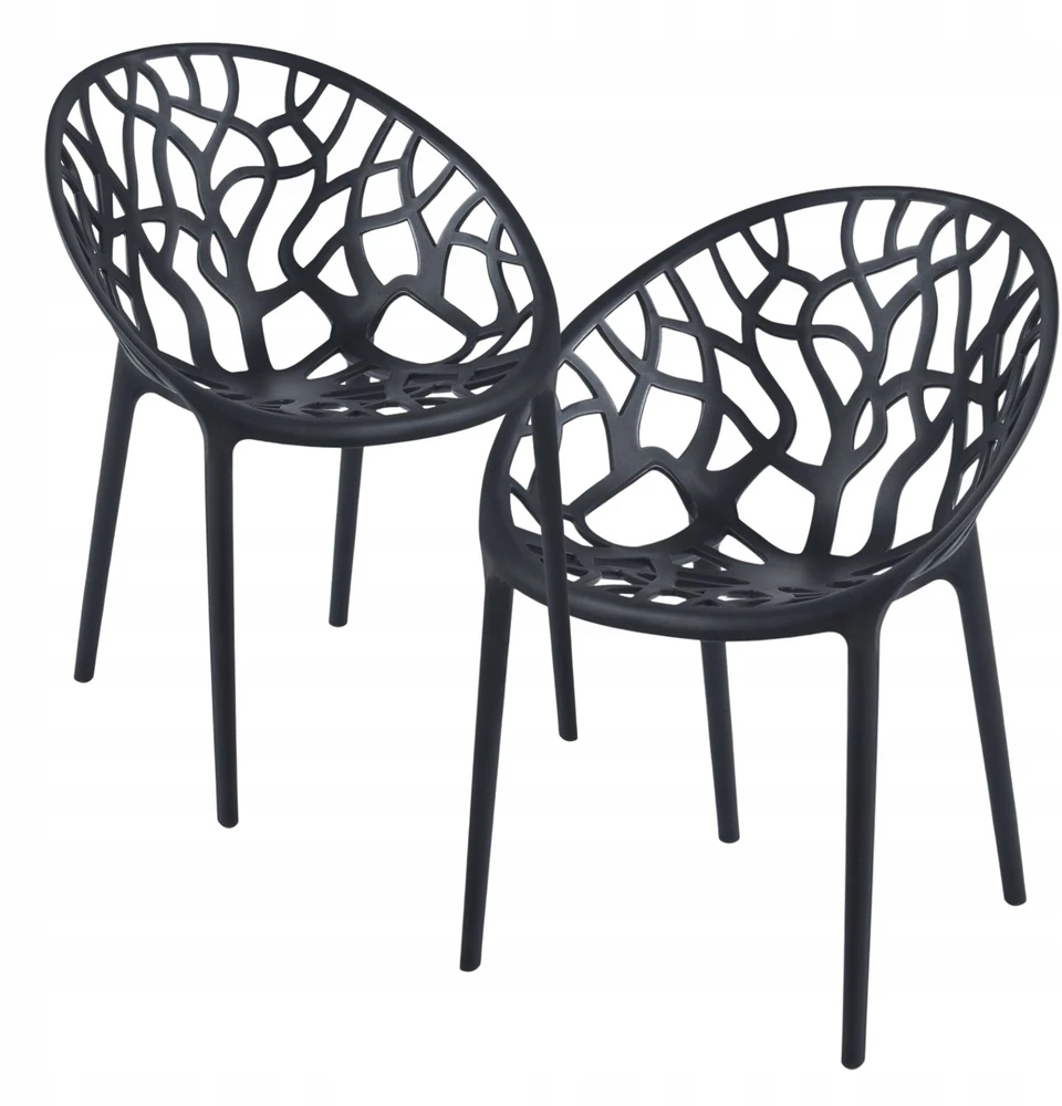 Monovo Ažūrinė plastikinė kėdė svetainei Valgomojo Loft Modern Juodas LOMEL