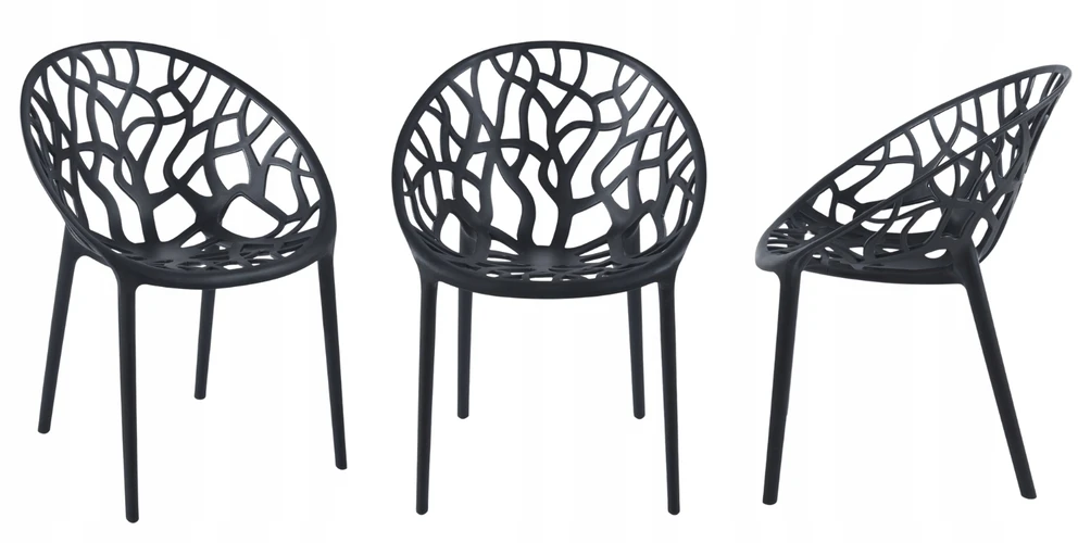 Monovo Ažūrinė plastikinė kėdė svetainei Valgomojo Loft Modern Juodas LOMEL