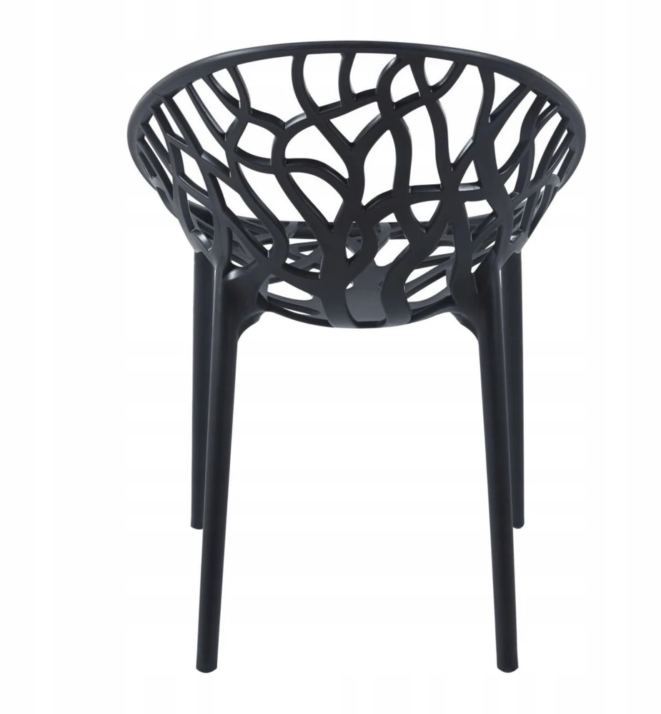 Monovo Ažūrinė plastikinė kėdė svetainei Valgomojo Loft Modern Juodas LOMEL