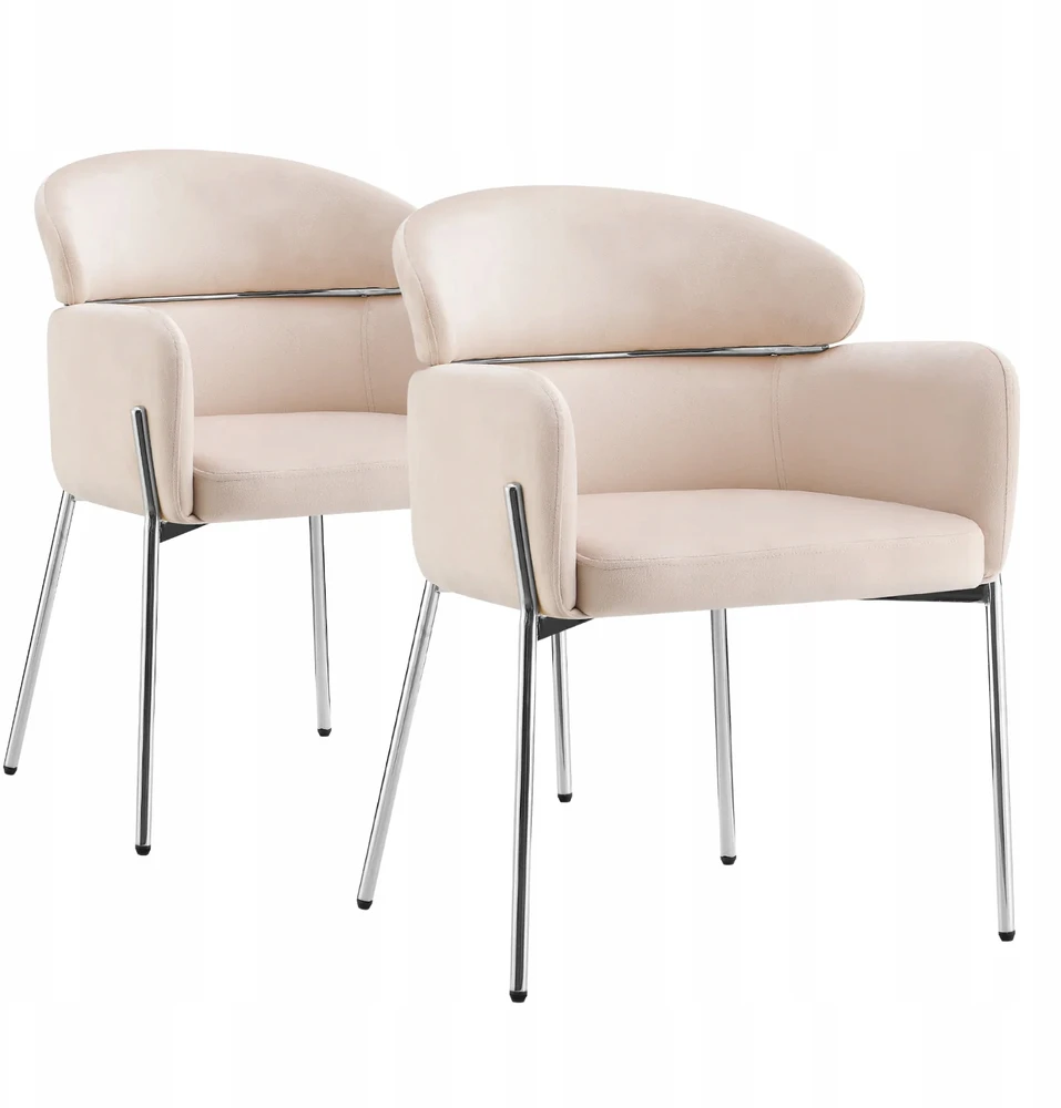Monovo Elegantiška minkšta kėdė svetainei Glamour Sidabrinis smėlio spalvos veliūras