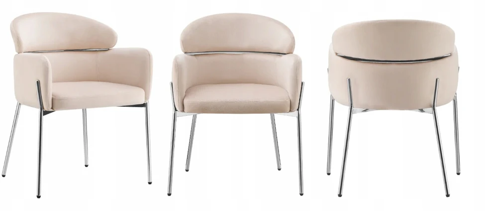 Monovo Elegantiška minkšta kėdė svetainei Glamour Sidabrinis smėlio spalvos veliūras