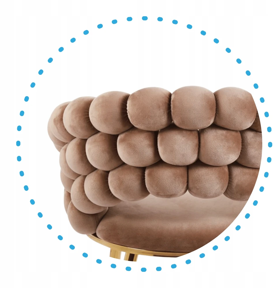Monovo Glamour Veliūrinė kėdė kapučino valgomajam Golden Legs Velvet BUBBLE