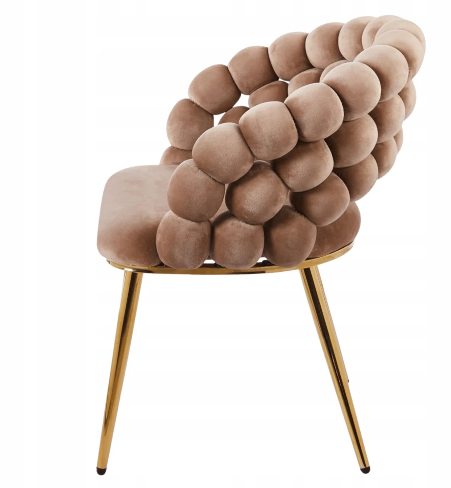 Monovo Glamour Veliūrinė kėdė kapučino valgomajam Golden Legs Velvet BUBBLE