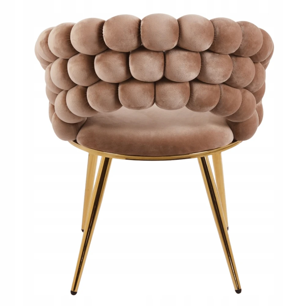 Monovo Glamour Veliūrinė kėdė kapučino valgomajam Golden Legs Velvet BUBBLE