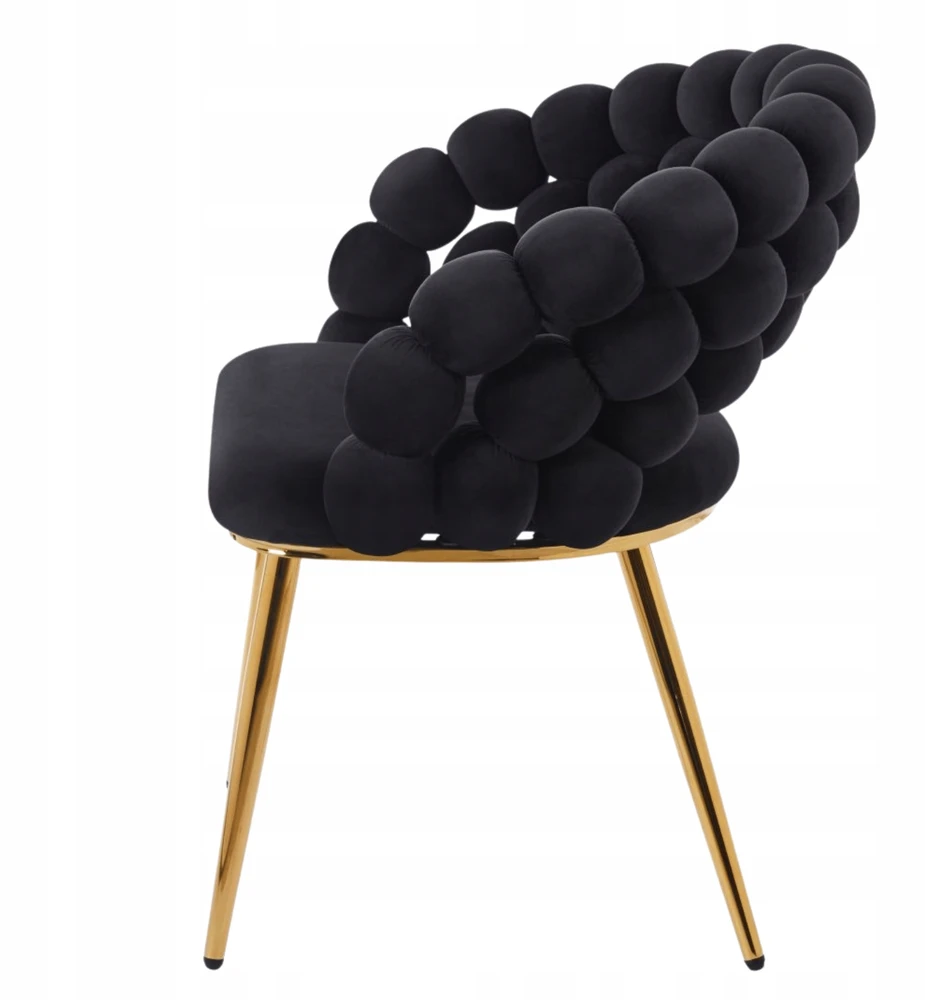 Monovo Glamour Veliūrinė kėdė svetainei valgomajam Juodas Gold Legs Velvet BUBBLE