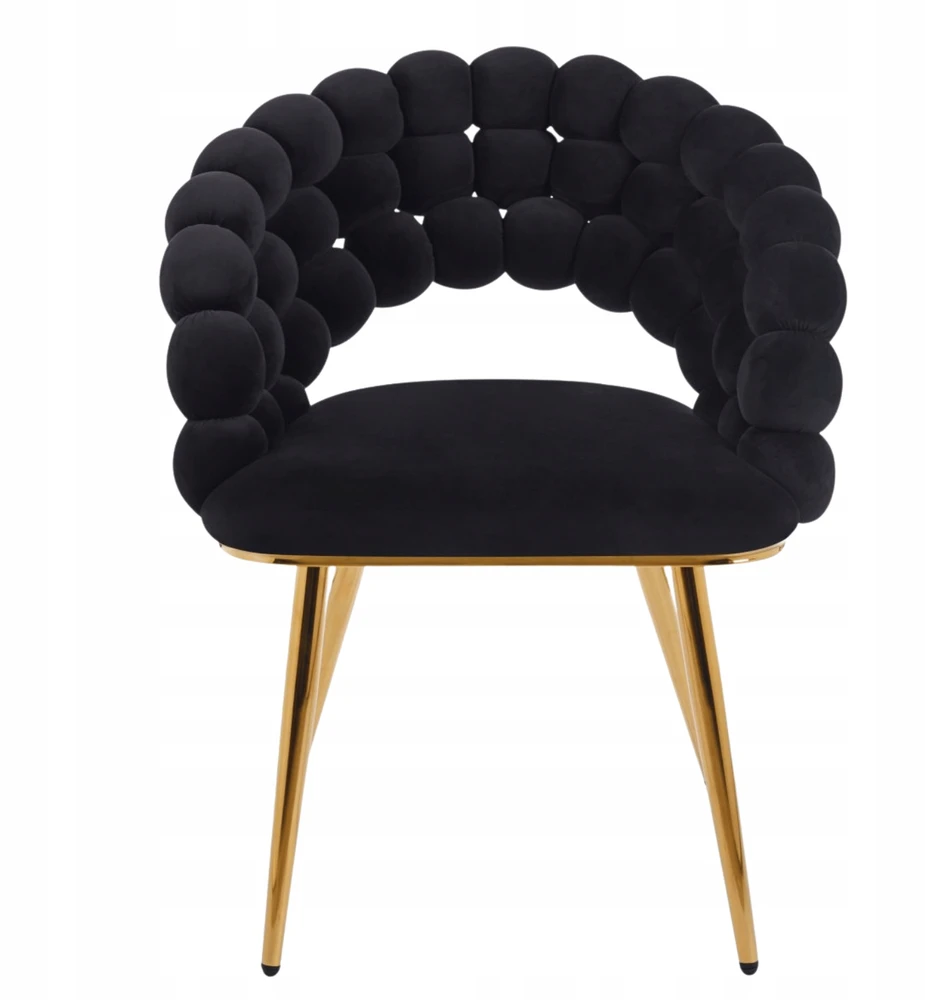Monovo Glamour Veliūrinė kėdė svetainei valgomajam Juodas Gold Legs Velvet BUBBLE