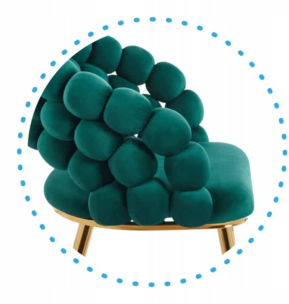 Monovo Glamour Veliūrinis kėdžių butelis Žalias Gold Velvet Pintos kojos BUBBLE