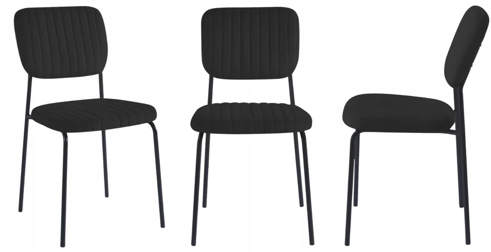 Monovo Juoda minkšta aksominė kėdė svetainei Loft Velvet Metal RIBON