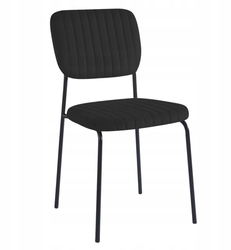 Monovo Juoda minkšta aksominė kėdė svetainei Loft Velvet Metal RIBON