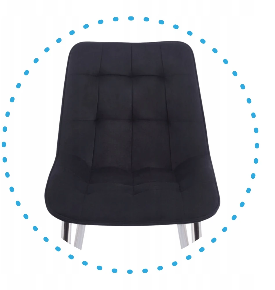 Monovo Juoda moderni dygsniuota aksominė kėdė svetainei valgomajam Velvet CHIC
