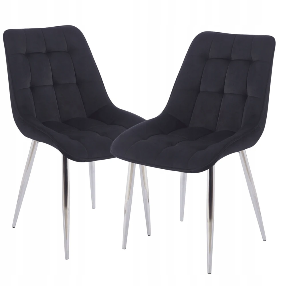 Monovo Juoda moderni dygsniuota aksominė kėdė svetainei valgomajam Velvet CHIC