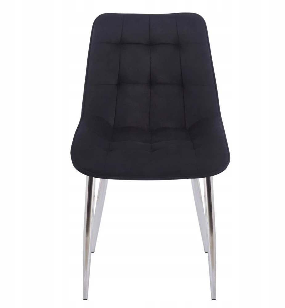Monovo Juoda moderni dygsniuota aksominė kėdė svetainei valgomajam Velvet CHIC