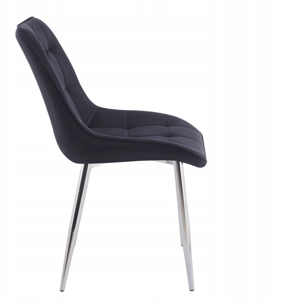 Monovo Juoda moderni dygsniuota aksominė kėdė svetainei valgomajam Velvet CHIC
