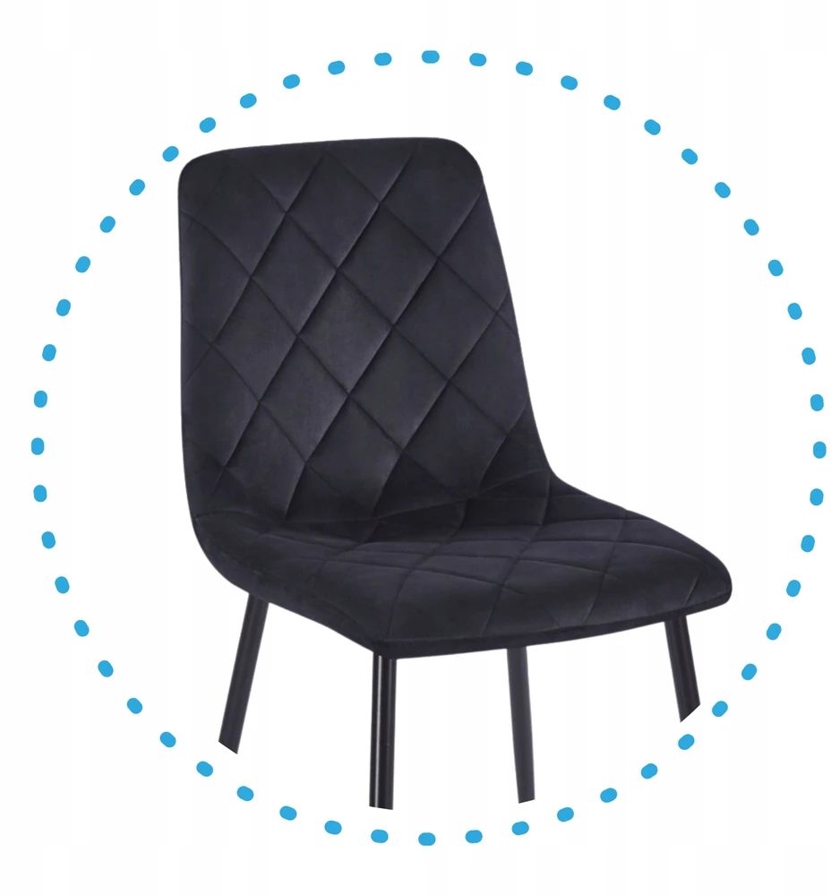 Monovo Loft Glamour Minkšta kėdė valgomajam Velvet Riviera 100 Juodas FORE