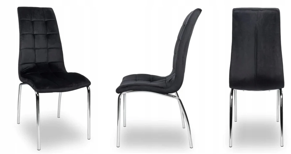 Monovo Minkšta dygsniuota kėdė svetainei, Juodas Velvet Modern KONE