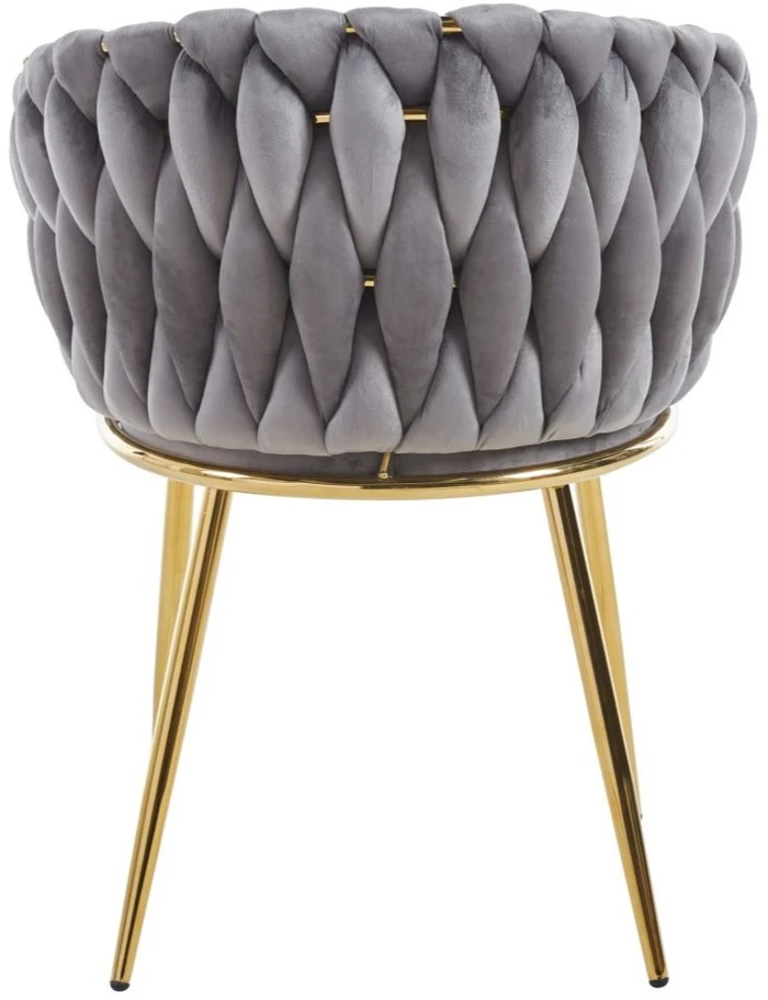 Monovo Minkšta kėdė, pinta su Velvet Glamour Pilkas Velvet Golden Legs ROSA