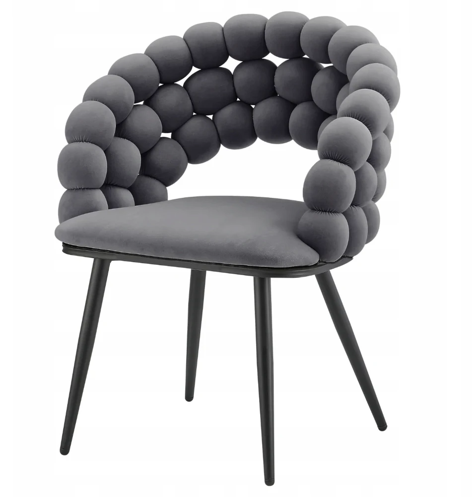 Monovo Minkšta kėdė, skirta svetainei valgomajam Loft braided veliūrinis pilkas BUBBLE