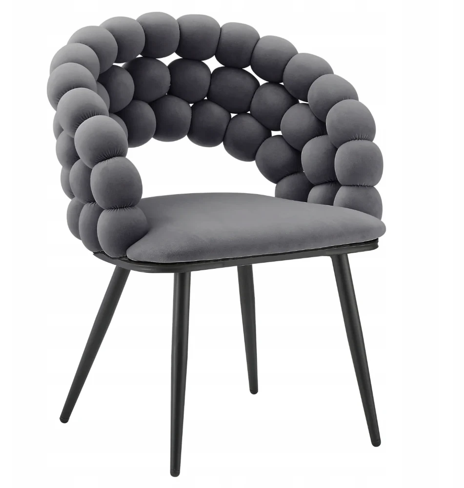 Monovo Minkšta kėdė, skirta svetainei valgomajam Loft braided veliūrinis pilkas BUBBLE