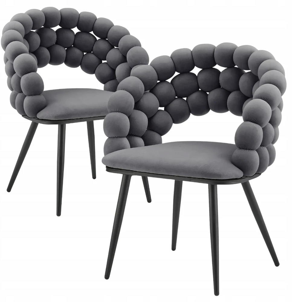 Monovo Minkšta kėdė, skirta svetainei valgomajam Loft braided veliūrinis pilkas BUBBLE