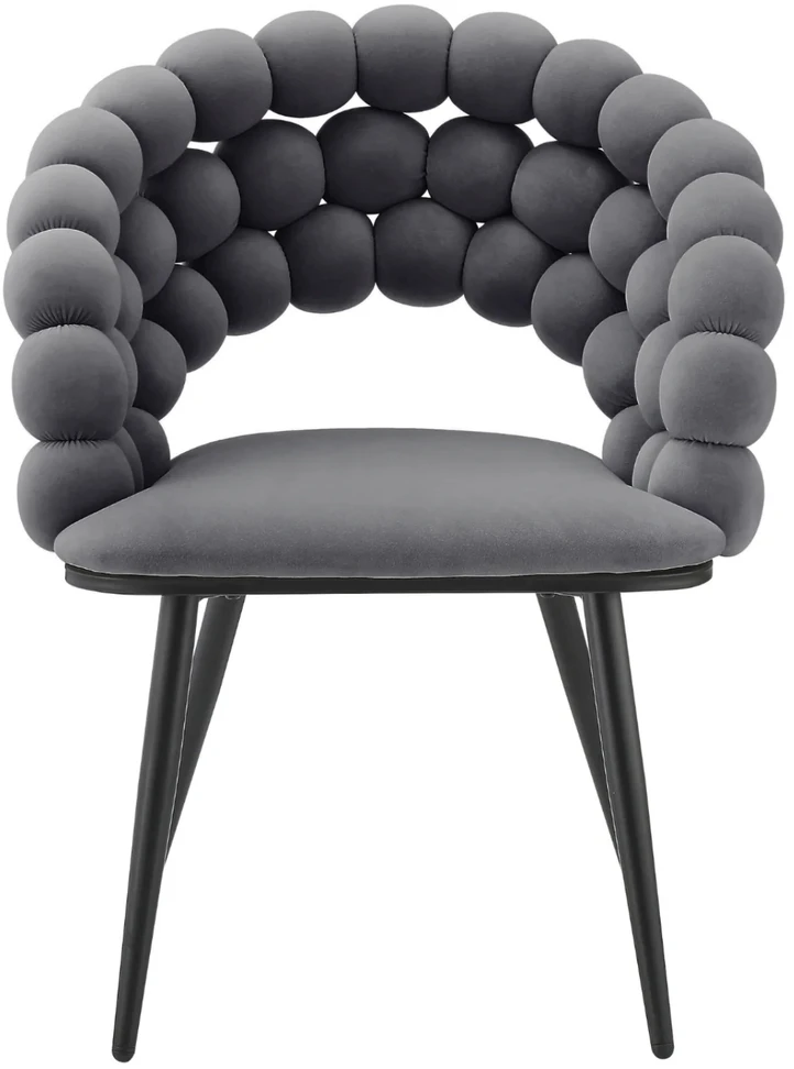 Monovo Minkšta kėdė, skirta svetainei valgomajam Loft braided veliūrinis pilkas BUBBLE
