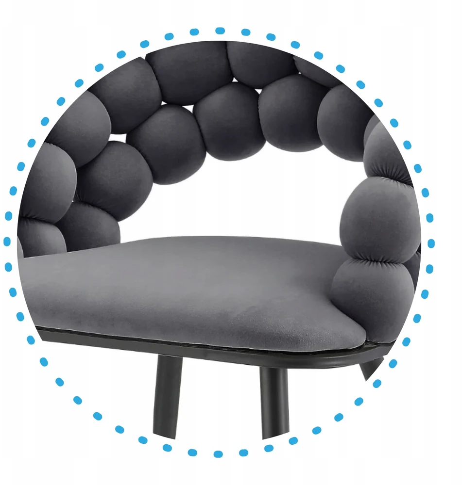 Monovo Minkšta kėdė, skirta svetainei valgomajam Loft braided veliūrinis pilkas BUBBLE