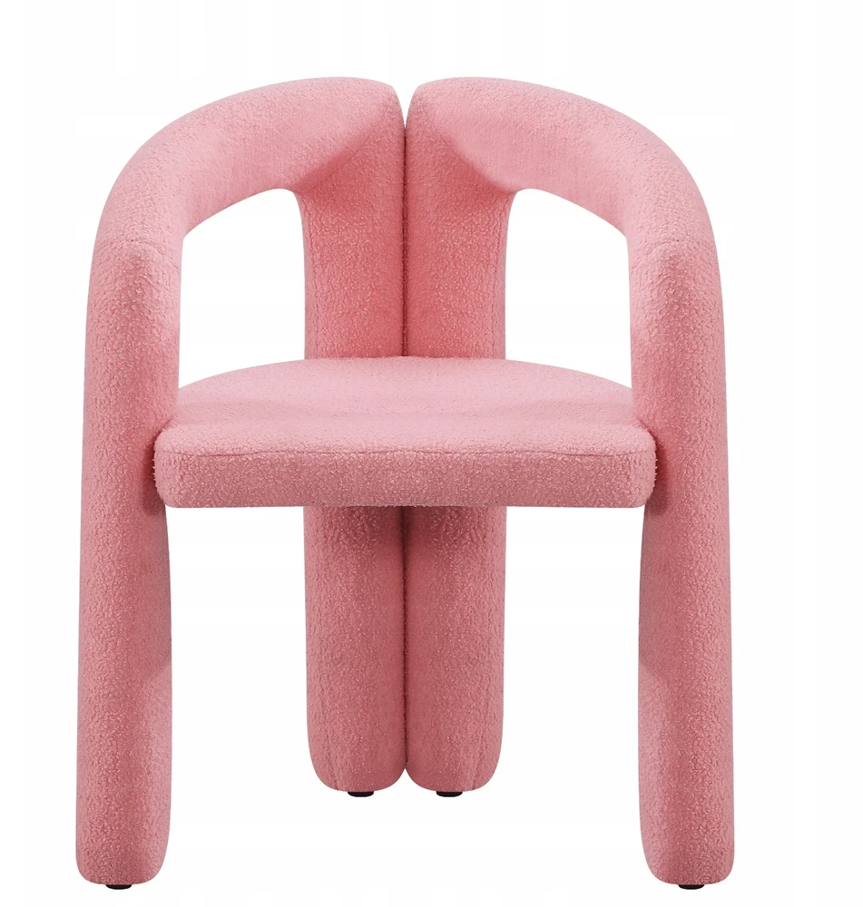 Monovo Minkšta Minimalist Boucle Lamb Rožinė kėdė tualetiniam stalui