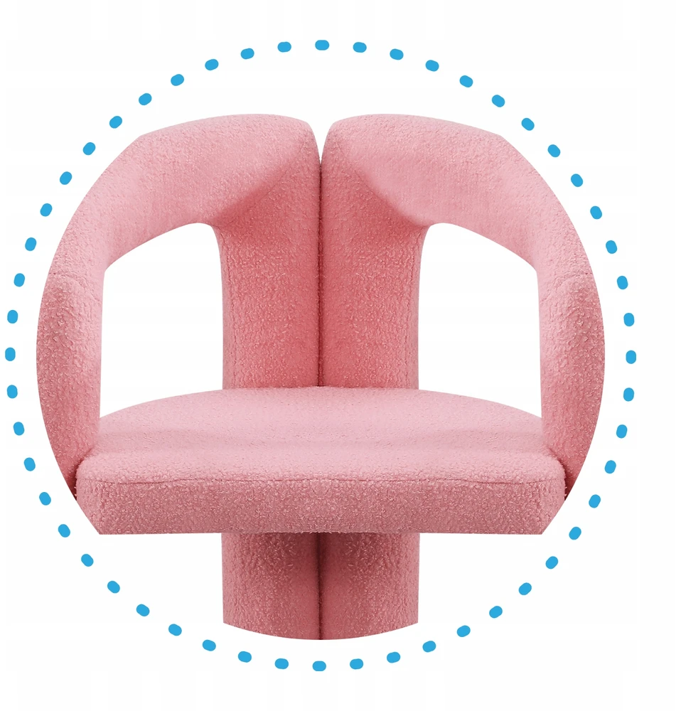 Monovo Minkšta Minimalist Boucle Lamb Rožinė kėdė tualetiniam stalui
