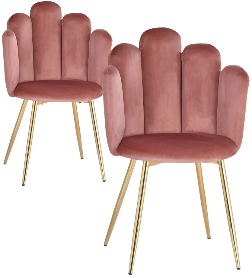 Monovo Minkšta šukučių kėdė svetainei Glamour Gold Legs Veliūrinė rožinė SOPI