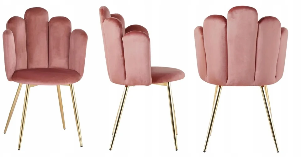 Monovo Minkšta šukučių kėdė svetainei Glamour Gold Legs Veliūrinė rožinė SOPI
