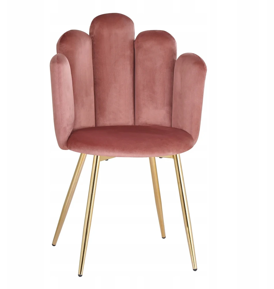 Monovo Minkšta šukučių kėdė svetainei Glamour Gold Legs Veliūrinė rožinė SOPI