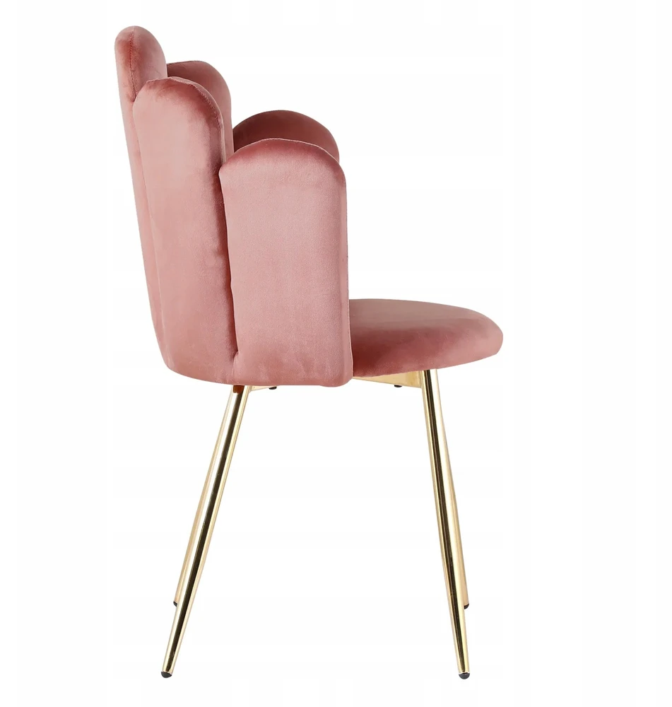 Monovo Minkšta šukučių kėdė svetainei Glamour Gold Legs Veliūrinė rožinė SOPI