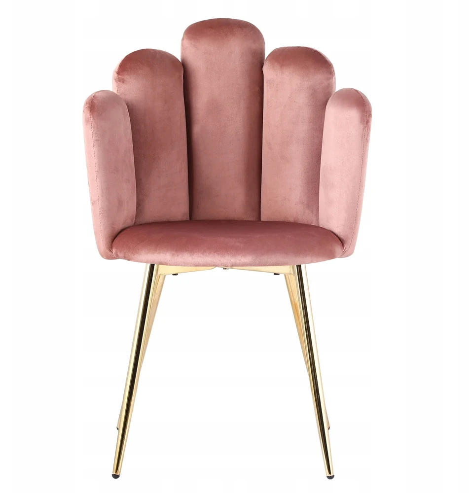Monovo Minkšta šukučių kėdė svetainei Glamour Gold Legs Veliūrinė rožinė SOPI