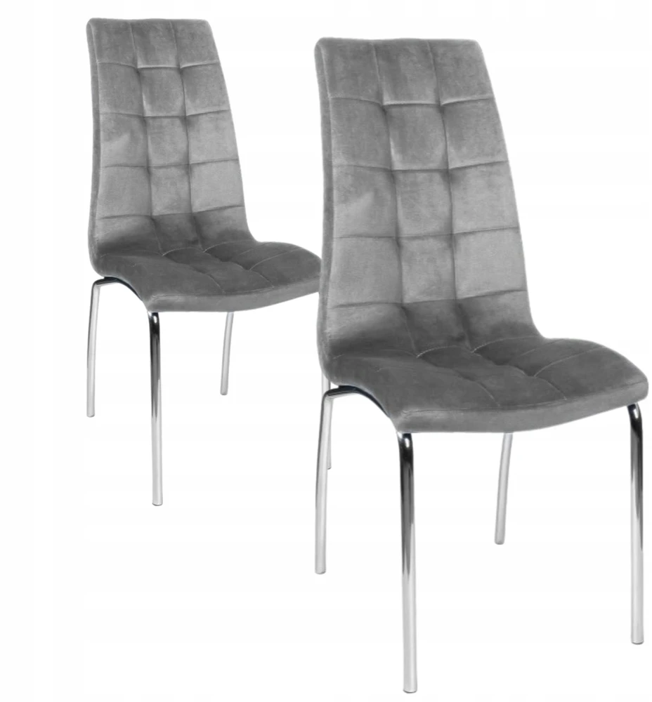 Monovo Minkšta svetainės ir valgomojo kėdė Pilka Velvet Chrome KONE